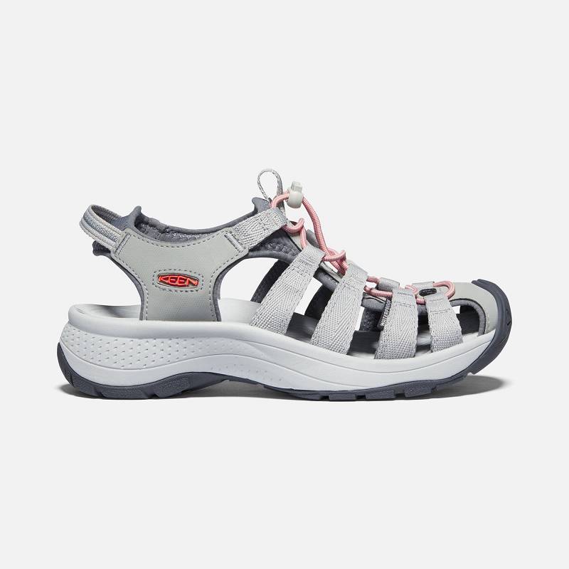 Keen Astoria West Trekkingsandalen Damen DE-38920 Grey/Coral - Keen Damenschuhe Grau